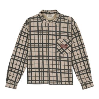 Brain Dead Casual Shirts, male, Multicolor, Size: XL Plaid French Terry Button Up Shirt