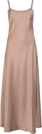 D.exterior Long satin dress with mocha sequin detail
