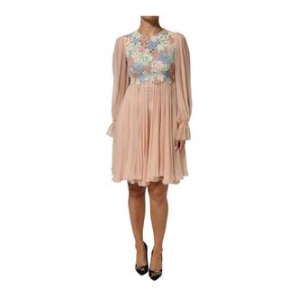 Dolce & Gabbana Abito plissettato con ricami floreali - - Dresses - Donna - Rosa - S