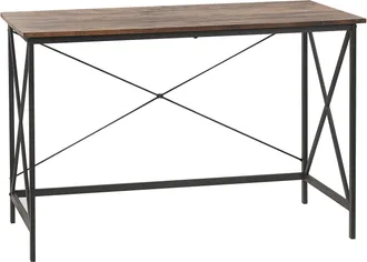 Beliani Scrivania Compatta Industriale Smart Working Effetto Legno Scuro E Metallo Nero 115 X 60 Cm Futon