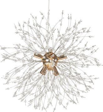 Beliani Lámpara de techo de metal dorado transparente 192 cm 8 cuentas vidrio Torola