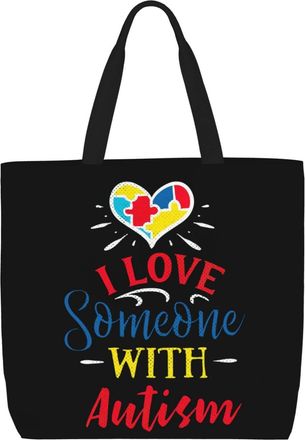 Generic Women Handbag I Love Someone With Autism Womens Tote Bag Reusable Retro Shoulder Bags, For School, Wedding, Christmas, Gym, Holiday