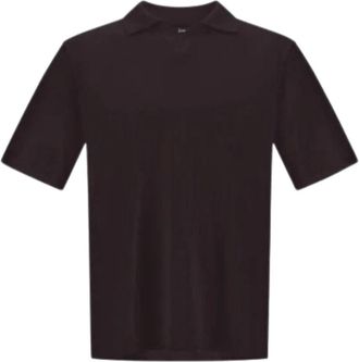 Herno Tops, Heren, Bruin, S, Katoen, Polo met jersey-look