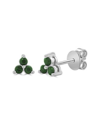 Sabrina Designs 14K 0.24 Ct. Tw. Diamond & Emerald 3-Stone Stud Earrings