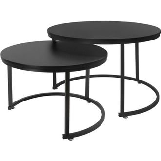 ML Design ML-Design Set di 2 Tavolini da Caff&egrave; Salotto Soggiorno Divano Sovrapponibili Rotondi &Oslash; 59x40 cm / &Oslash; 74x48 cm Tavoli dAppoggio Impilabili in MDF e