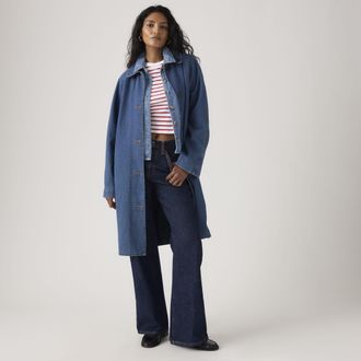 Levi's Frankie Mac Trench Coat - Womens - L - Blue