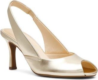 Anne Klein Jovi Slingback Peep Toe Pump in Gold at Nordstrom, Size 9.5