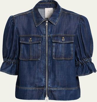 Cinq &agrave; Sept Holly Puff-Sleeve Denim Jacket