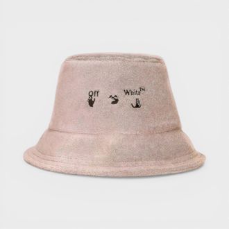 Off-white Womens Logo Terrycloth Bucket Hat Black - Cream Cotton - One Size