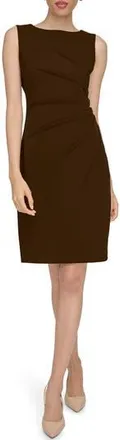 Calvin Klein Sleeveless Side Ruched Sheath Dress in Coffee Bean at Nordstrom Rack, Size 10