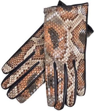 Brunello Cucinelli Womens Python Skin Leather Gloves, Size S