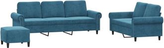 vidaXL Juego De Sof&aacute;s Con Cojines 3 Piezas Terciopelo Azul Vidaxl