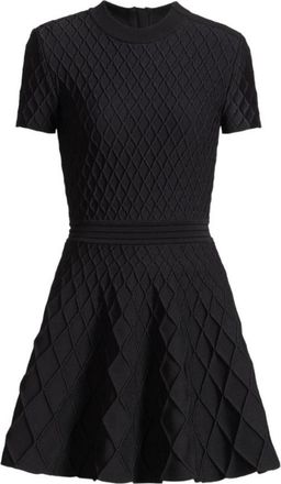 Balmain Black Textured Crew Neck Mini Dress
