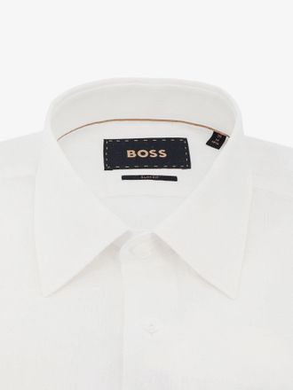 HUGO BOSS Mens Shirt Linen White