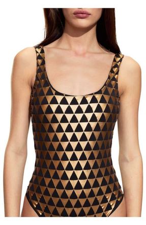 Cynthia Rowley Olympia One Piece in Black/gold at Nordstrom, Size X-Small