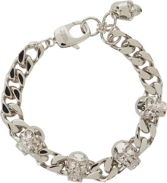 Alexander McQueen Silver Skull Chain Bracelet