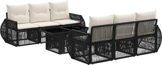 vidaXL Conjunto De Sof&aacute;s De Jard&iacute;n 7 Uds. Negro Y Blanco Crema Vidaxl
