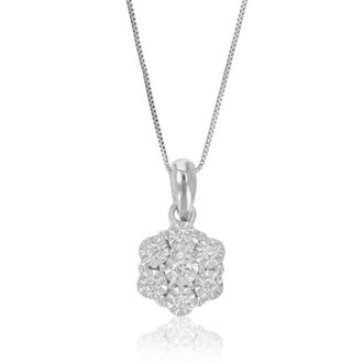 Vir Jewels 1/10 cttw Lab Grown Diamond Composite Pendant Necklace in Sterling Silver with Chain For Women