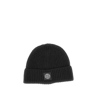 Stone Island Virgin wool beanie hat with logo patch Man One Size