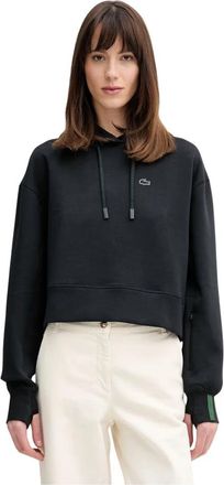 Lacoste Korte Katoenen Hoodie - Dames - Hoodies - Zwart - L - Katoen - Hoodies & sweatvesten