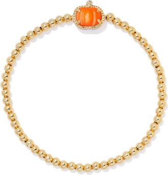 Kendra Scott Womens Pumpkin Stretch Bracelet In Gold Orange Mother Of Pearl