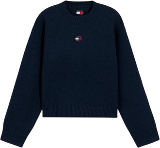 Tommy Jeans Maglione Fluffy Badge - - Knitwear - Donna - Blu - 2XS
