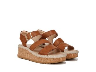 Dr. Scholls Ellie Wedge Sandal Womens Sandals Honey : 11 M, Leather/Textile