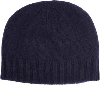 Drumohr Reversible Cashmere Beanie met Biscottino Patroon - Heren - Hoeden - Blauw - ONE Size - Kasjmier - Accessoires