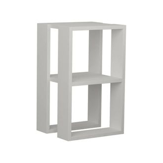 Dmora Dmora - Mesa De Noche Imai, C&oacute;moda Baja, Mesilla De Noche, Estante De La Cama, 30x30h55 Cm, Blanco, Con Embalaje Reforzado
