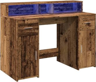 Berkfield Home Soft Desk with LED Lights Old Wood 120x55x91 cm Engineered Wood in Brown | Size: 120 x 55 x 91 cm