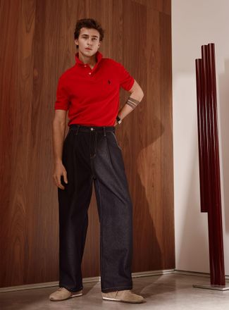 Le 31 Mens Dark indigo pleated jean Loose fit Imported from Seoul