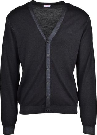 Sun 68 Black Light Merino Wool V-Neck Cardigan