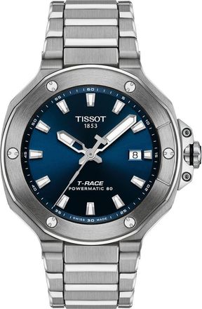 Tissot T-Race Powermatic 80 Bracelet Watch, 41mm in Blue/Silver at Nordstrom