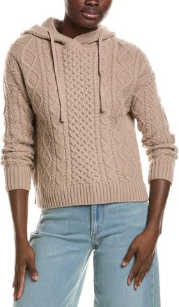 Neiman Marcus Mixed Cable Knit 100% Cashmere Hoodie