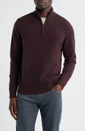 Nordstrom Quarter Zip Cashmere Sweater in Burgundy Fudge at Nordstrom Rack, Size Medium