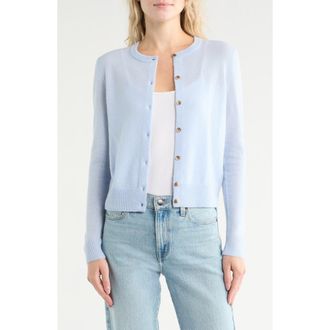 Nordstrom Crewneck Cashmere Cardigan in Blue Zen at Nordstrom Rack, Size Xx-Large