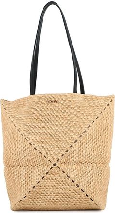Loewe Gold Raffia Leather Handbag Tote Bag (Pre-Owned)