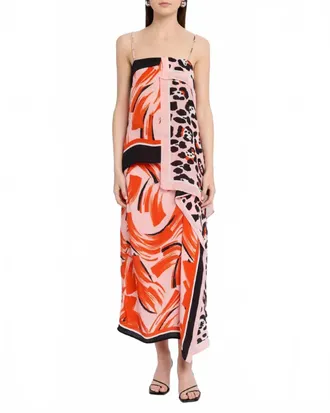 Essentiel Josette Two Print Slip Top In Black/light Pink/orange