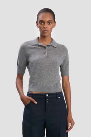 Victoria Beckham Polo Top In Grey Marl XS