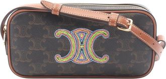 Celine Pre-owned Celine Mini Triomphe Cuir Coated Canvas Camera Bag Ladies BLJU7J3ASTL21NTR