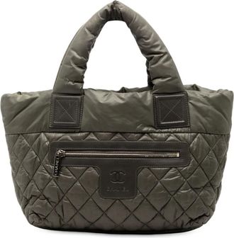 Chanel Borsa tote Coco Cocoon piccola in nylon trapuntato 2010-2011 - Verde