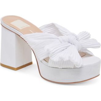 Dolce Vita Blare Platform Slide Sandal in White Satin at Nordstrom, Size 6.5