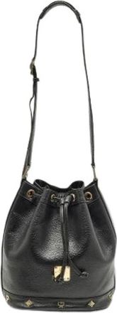 MCM Pre-owned Leather Bucket Bag - Dames - Vintage Tas - Zwart - ONE Size - Leer - Vintage