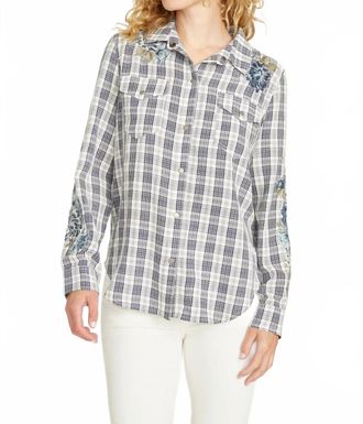 Free People Lana Plaid Shirt In Bluebell Fleur