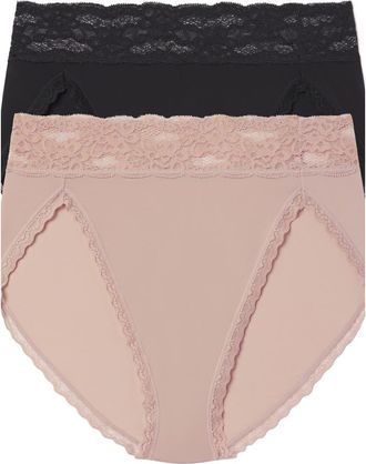 Skarlett Blue Goddess Lace Trim French Cut Brief 2-Pack in Black/romance at Nordstrom, Size Medium