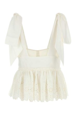 Chlo&eacute; Eyelet Cotton Blouse - White