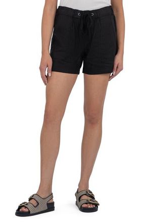 Kut from the Kloth Katana Drawstring Linen Blend Shorts in Black Jm at Nordstrom, Size X-Small