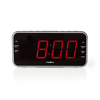Nedis Radio Despertador Digital Pantalla Led 1 Entrada De Audio De 3,5 Mm Proyecci&oacute;n Del Tiempo Soy/fm Funci&oacute;n De Repetici&oacute;n Temporizador De Apagado N&uacute;mero 
