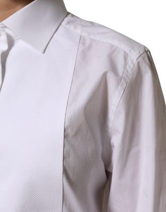 Dolce & Gabbana Womens White Cotton Tuxedo Bib Long Sleeve Dress Shirt
