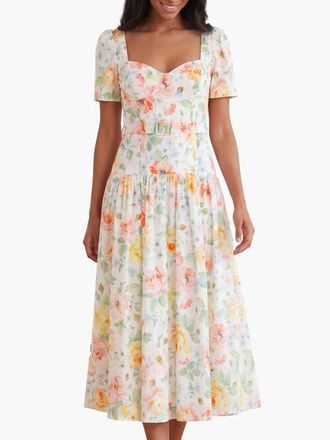 Needle & Thread Sienna Rose Cotton Ballerina Dress in Optic White at Nordstrom, Size 12